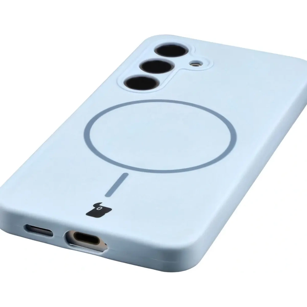 Silikonowe etui z pierścieniem magnetycznym Bizon Soft Case Magnetic do Samsung Galaxy S24 błękitne