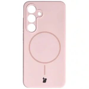 Silikonowe etui z pierścieniem magnetycznym Bizon Soft Case Magnetic do Samsung Galaxy S24 jasnoróżowe