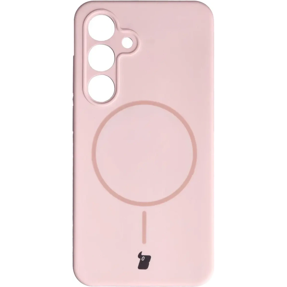 Silikonowe etui z pierścieniem magnetycznym Bizon Soft Case Magnetic do Samsung Galaxy S24 jasnoróżowe