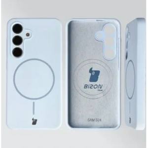Silikonowe etui z pierścieniem magnetycznym Bizon Soft Case Magnetic do Samsung Galaxy S24 błękitne
