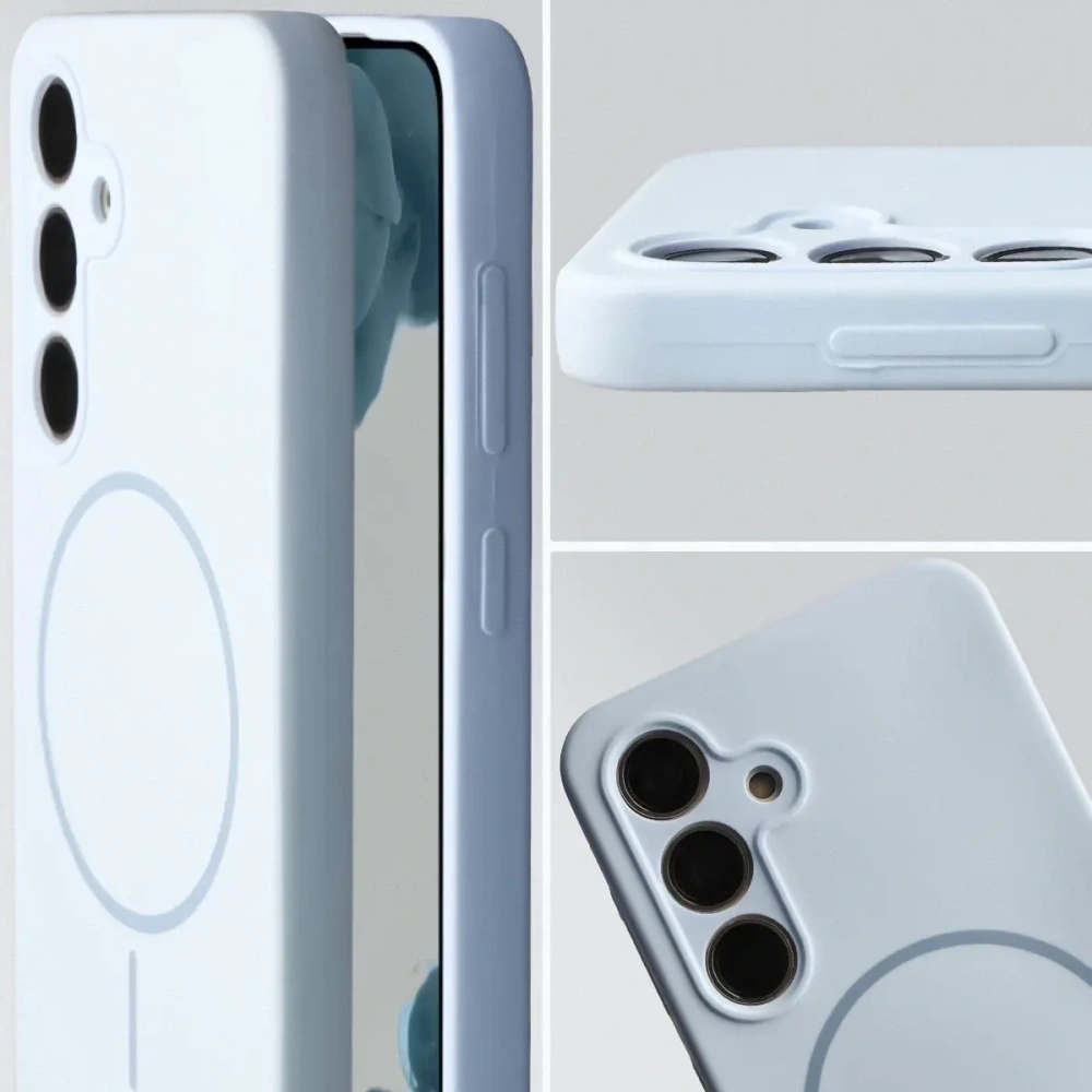 Silikonowe etui z pierścieniem magnetycznym Bizon Soft Case Magnetic do Samsung Galaxy S24 błękitne