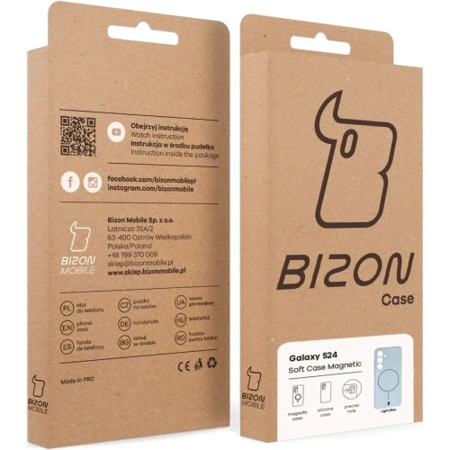 Silikonowe etui z pierścieniem magnetycznym Bizon Soft Case Magnetic do Samsung Galaxy S24 błękitne