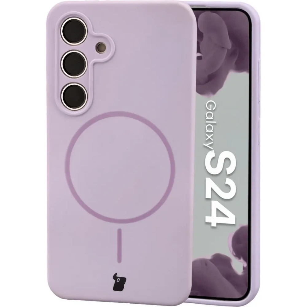 Silikonowe etui z pierścieniem magnetycznym Bizon Soft Case Magnetic do Samsung Galaxy S24 jasnofioletowe