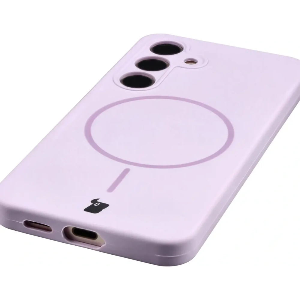 Silikonowe etui z pierścieniem magnetycznym Bizon Soft Case Magnetic do Samsung Galaxy S24 jasnofioletowe