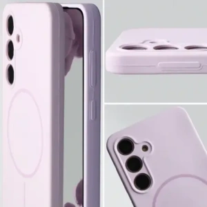 Silikonowe etui z pierścieniem magnetycznym Bizon Soft Case Magnetic do Samsung Galaxy S24 jasnofioletowe