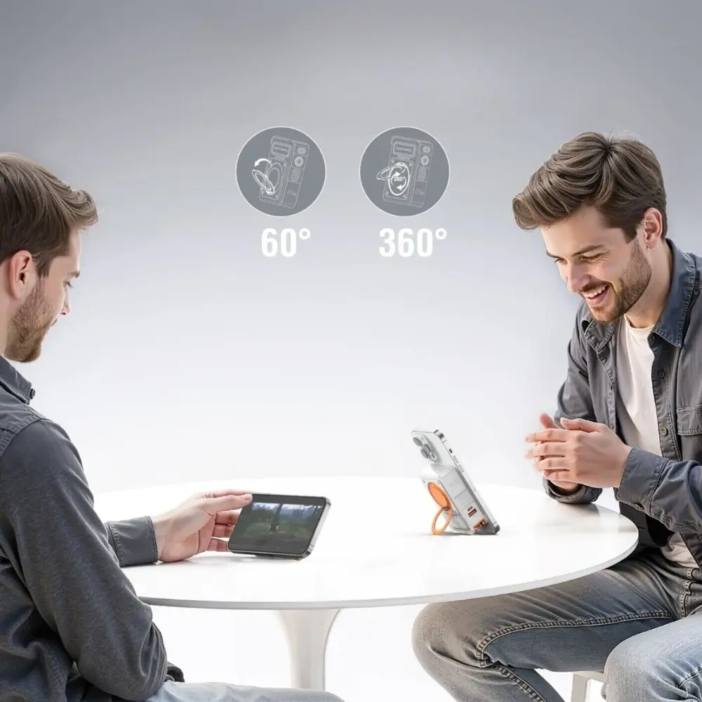 Ładowarka hybrydowa 4smarts 6w1 USB-C / USB-A PD 22.5W z powerbankiem 10000mAh, ładowanie indukcyjne Qi, kabel USB-C biała