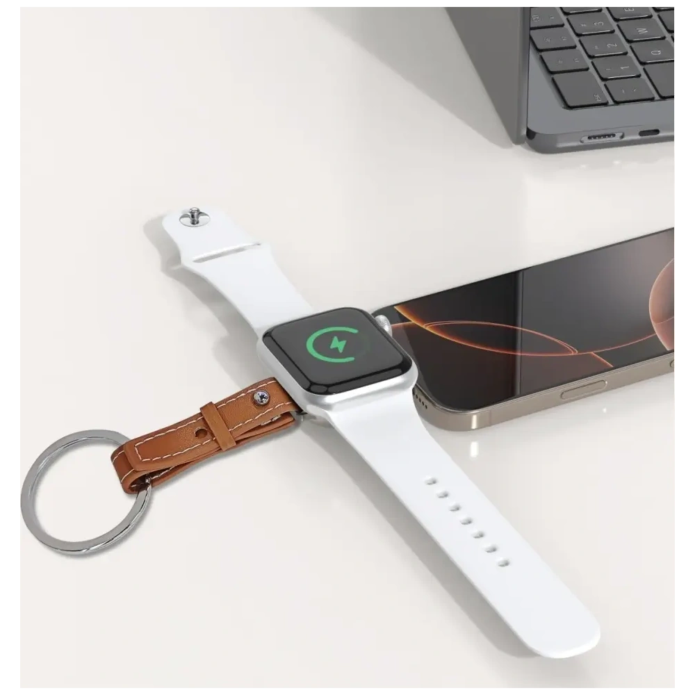 Ładowarka indukcyjna 4smarts USB-C do Apple Watch z brelokiem srebrna