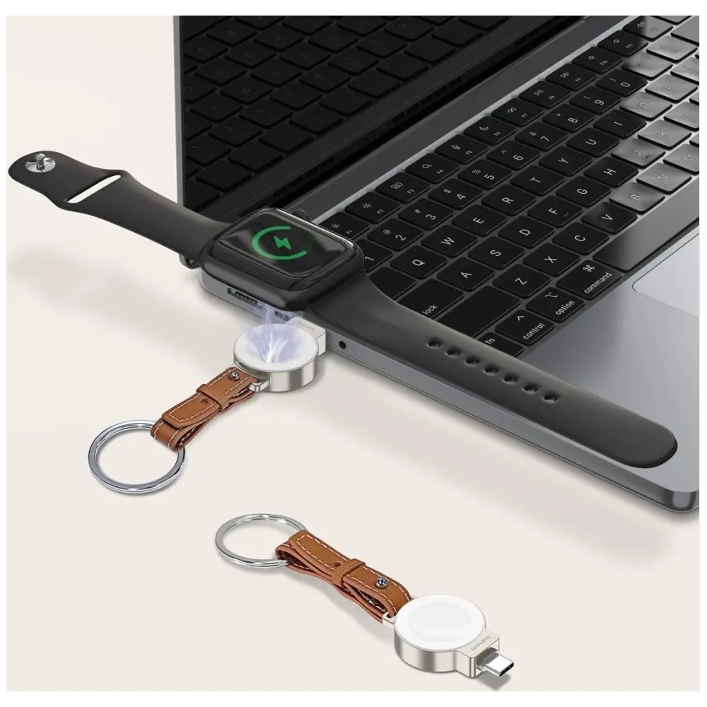 Ładowarka indukcyjna 4smarts USB-C do Apple Watch z brelokiem srebrna