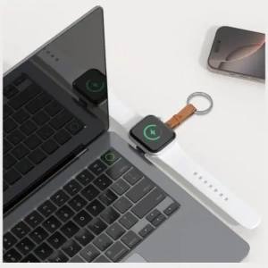 4smarts USB-C Induction Charger for Apple Watch with Keychain Silver