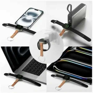 4smarts USB-C Induction Charger for Apple Watch with Keychain Silver