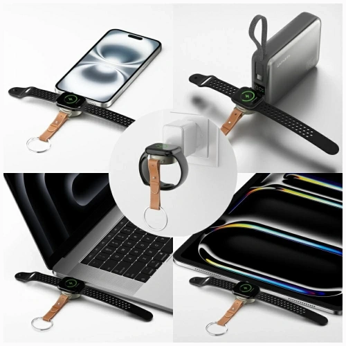 4smarts USB-C Induction Charger for Apple Watch with Keychain Silver