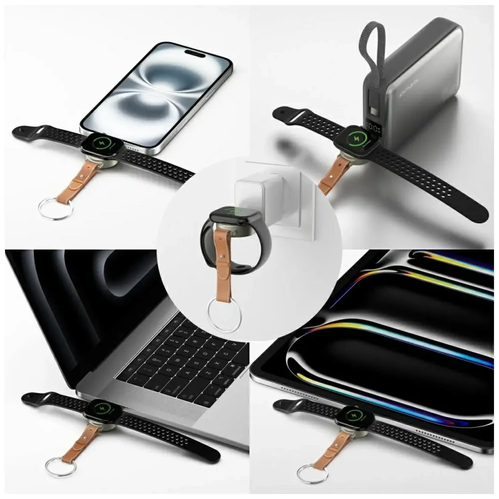 Ładowarka indukcyjna 4smarts USB-C do Apple Watch z brelokiem srebrna