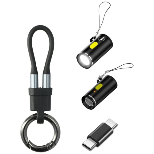 Zestaw akcesoriów 4w1 4smarts Explorer kabel brelok USB-C, adapter USB-C / USB-C, zapalniczka USB-C, latarka USB-C czarny