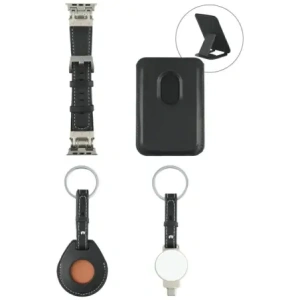 4smarts Style 4-in-1 accessory set MagSafe wallet, Apple Watch charger, Apple Watch strap, AirTag case black
