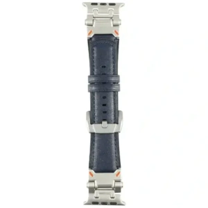 Set de accesorii 4smarts Style 4 în 1: portofel MagSafe, încărcător pentru Apple Watch, brățară pentru Apple Watch, husă pentru AirTag albastră.