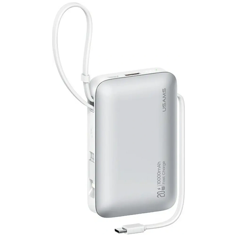 Powerbank USAMS XR Series CD228 10000mAh 20W + kabel USB-C / Lightning biały