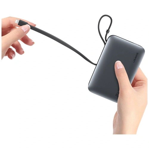 Powerbank USAMS XR Series CD228 10000mAh 20W + Cablu USB-C / Lightning alb