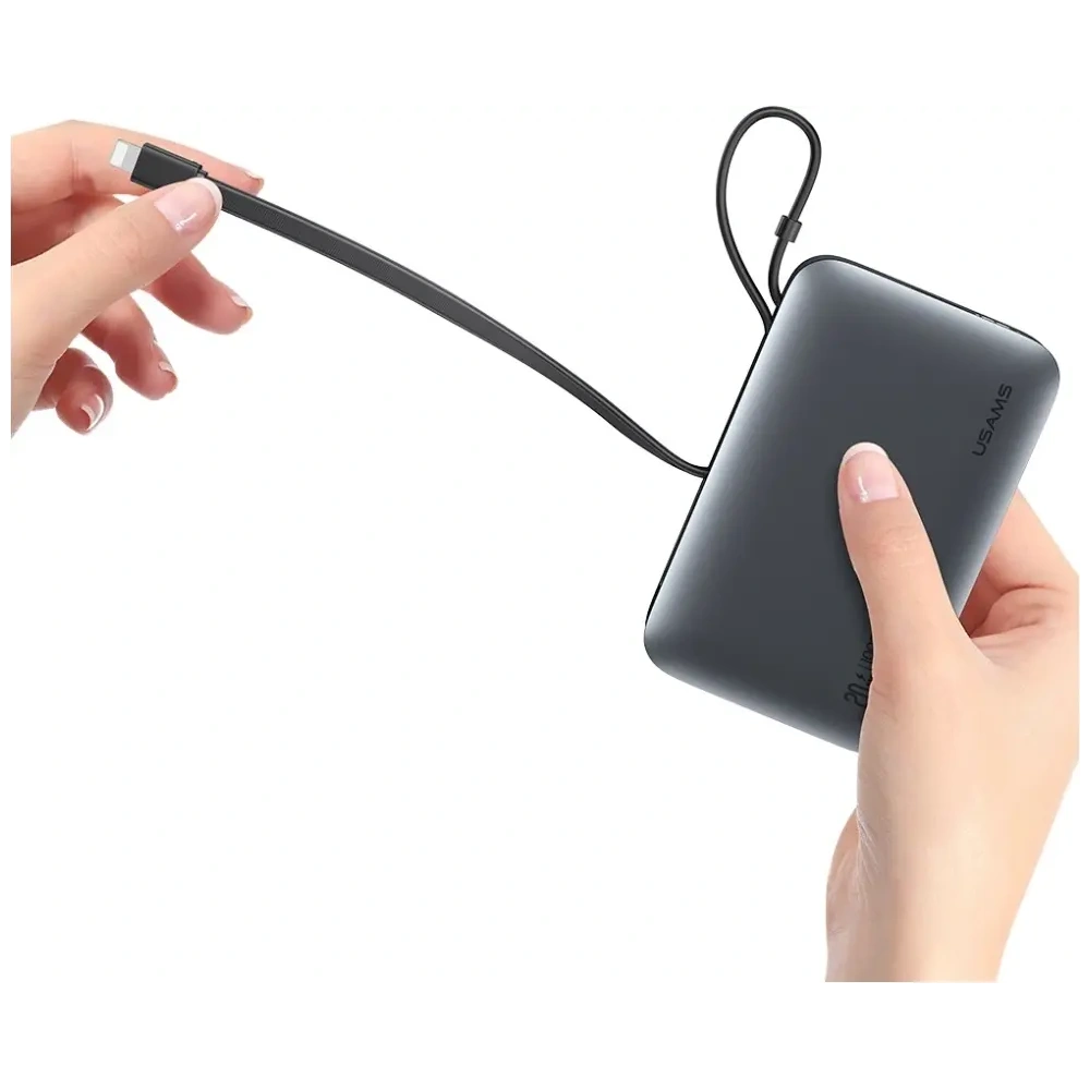 Powerbank USAMS XR Series CD228 10000mAh 20W + kabel USB-C / Lightning biały