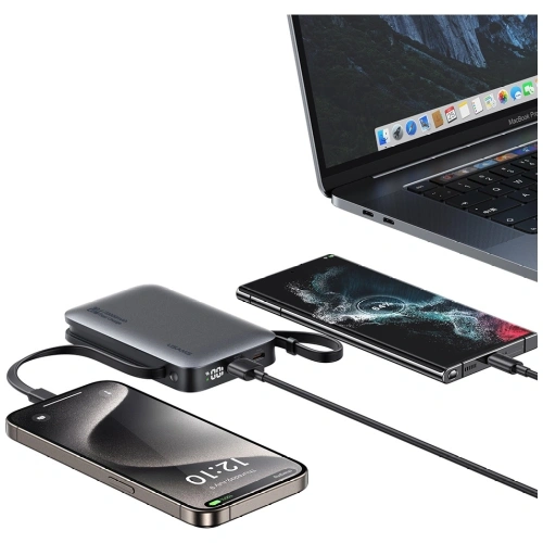 Powerbank USAMS XR Series CD228 10000mAh 20W + Cablu USB-C / Lightning alb