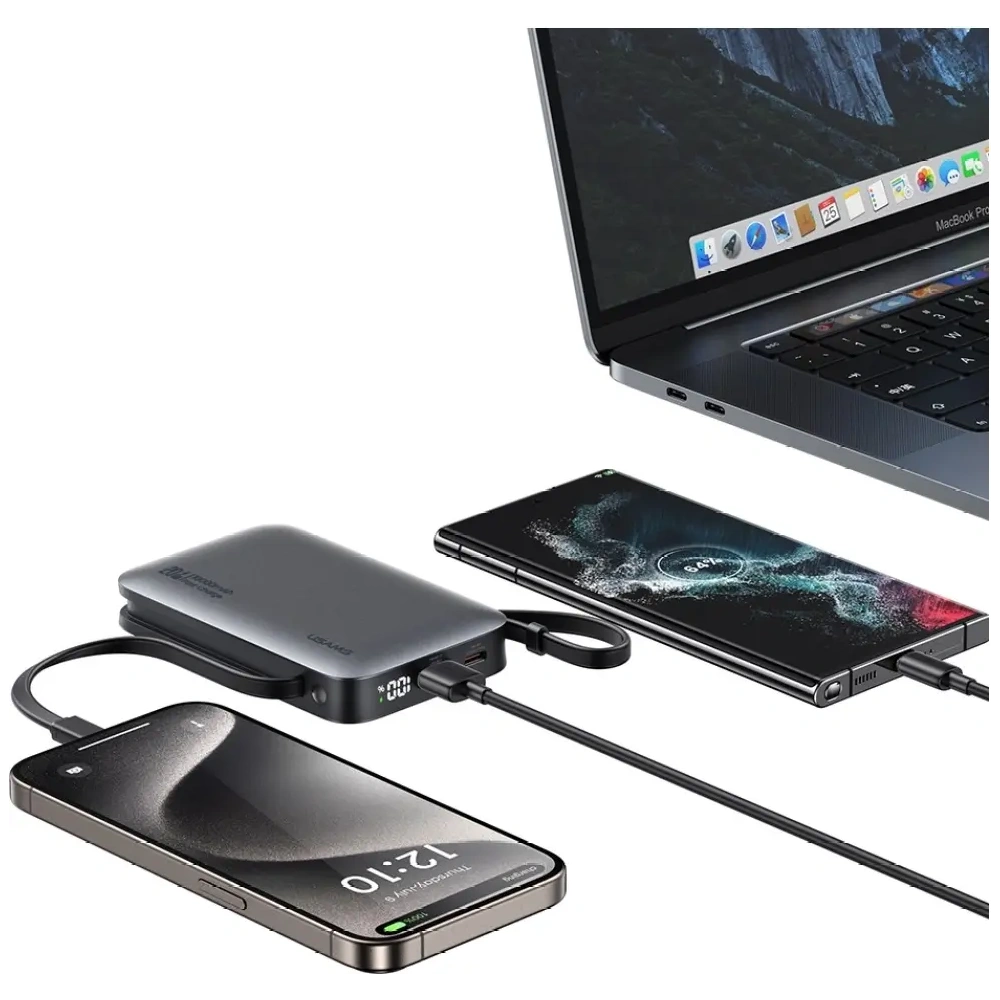 Powerbank USAMS XR Series CD228 10000mAh 20W + kabel USB-C / Lightning biały