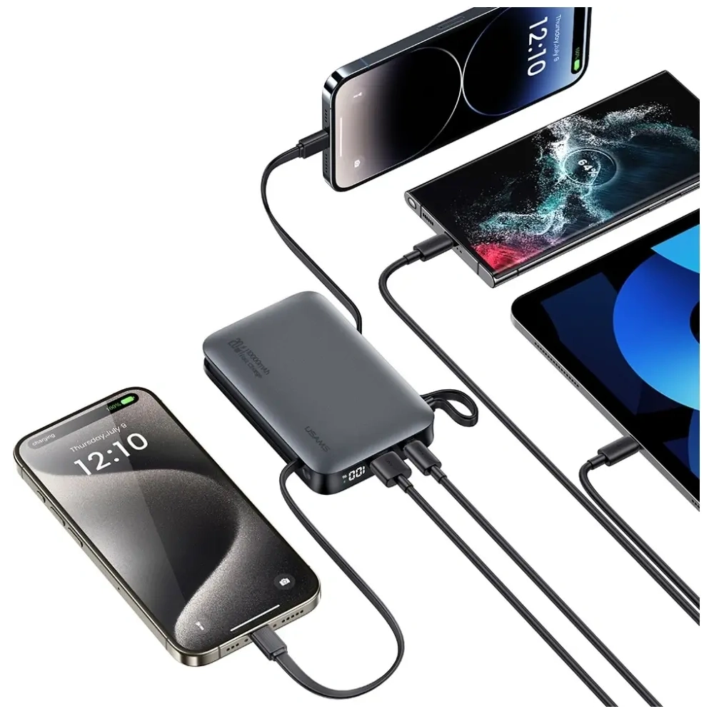 Powerbank USAMS XR Series CD228 10000mAh 20W + kabel USB-C / Lightning biały