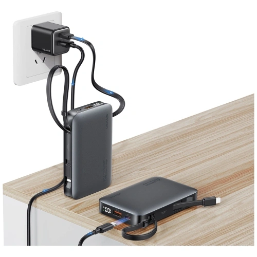 USAMS XR Series CD228 Powerbank 10000mAh 20W + USB-C / Lightning Cable white