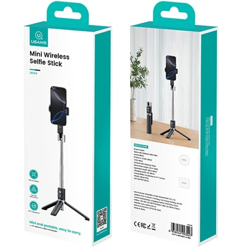 USAMS ZB324 Mini Bezdrátový Selfie Stick Černý