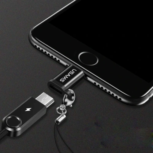 USAMS US-SJ152 microUSB / Lightning adapter with strap black