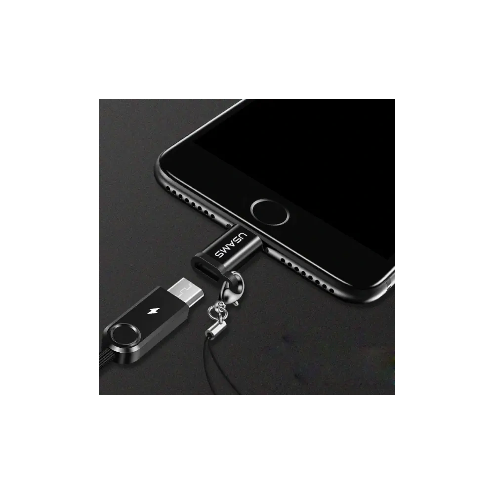Adapter USAMS US-SJ152 microUSB / Lightning ze smyczą czarny