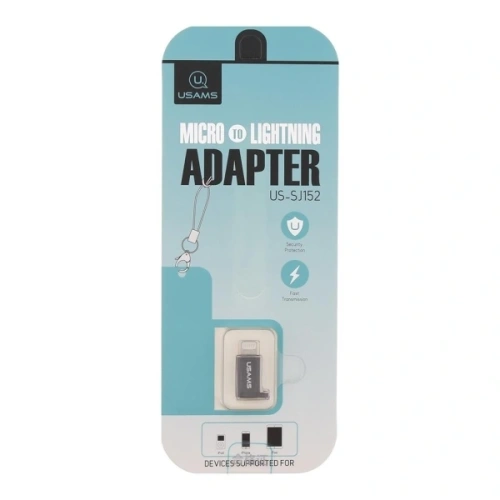 USAMS US-SJ152 microUSB / Lightning adapter with strap black
