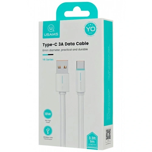 USAMS YU Series US-SJ732 USB-A / USB-C Cable 3A 1m White
