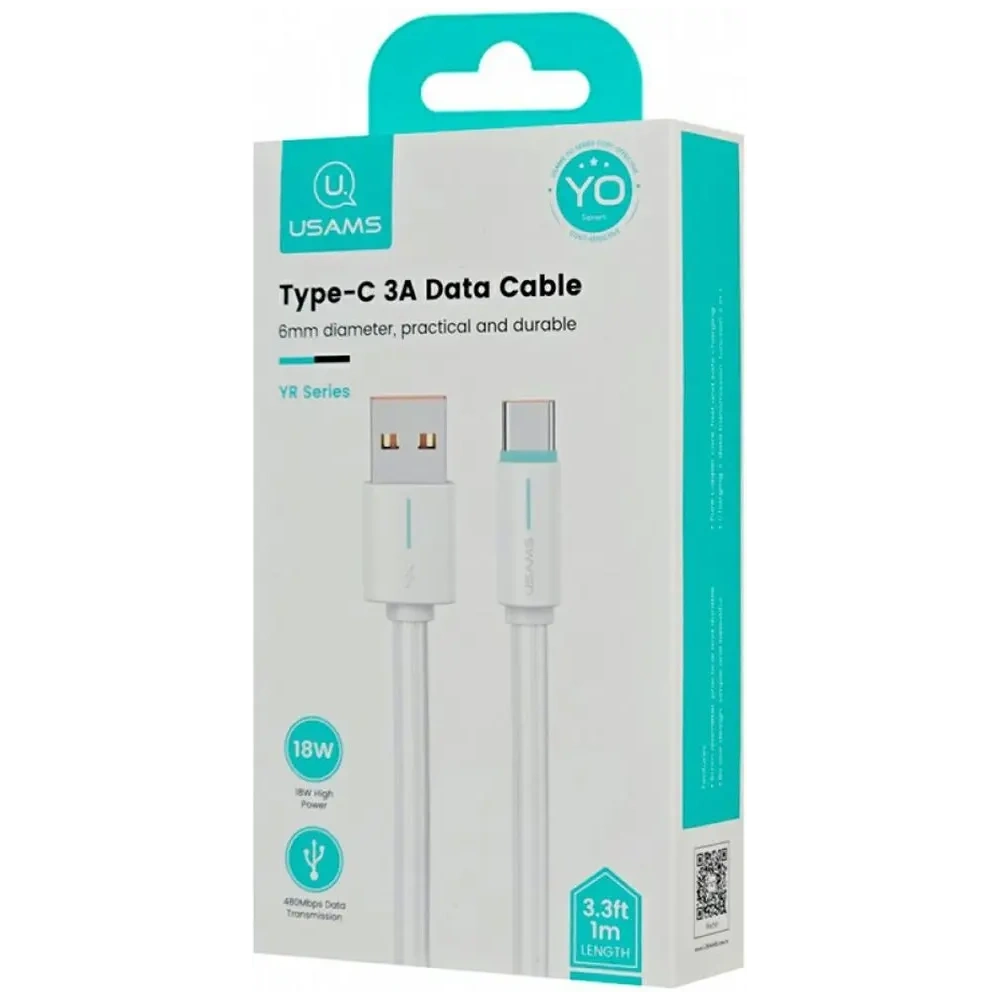 Kabel USB-A / USB-C USAMS YU Series US-SJ732 3A 1m biały