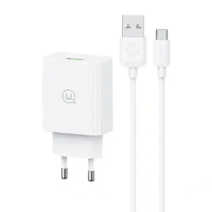 Ładowarka sieciowa USAMS SC Series SCXLTZ01 18W Fast Charging + kabel MicroUSB / USB-A 1m biała