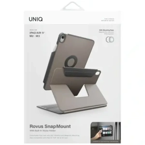 UNIQ Rovus Snapmount Magnetisch 360 Grad Rotierbar Abnehmbar Apple iPad Air 11" 2024 / 11" 2025 / iPad Air 10,9" 2022/2020 grau