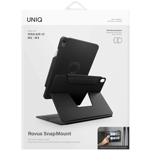 UNIQ Rovus Snapmount Magnetisch 360 Grad Rotierbar Abnehmbar Apple iPad Air 13" 2024 / 13" 2025 schwarz