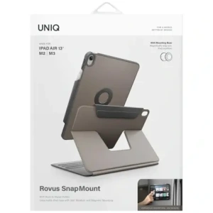 UNIQ Rovus Snapmount Magnetisch 360 Rotierbar Abnehmbar Apple iPad Air 13" 2024 / 13" 2025 grau