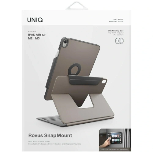 UNIQ Rovus Snapmount Magnetisch 360 Rotierbar Abnehmbar Apple iPad Air 13" 2024 / 13" 2025 grau