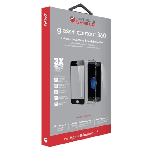 Kup ZAGG Apple Glas mit Stoßfänger InvisibleShield Glass+ Contour 360 iPhone SE 2022/SE 2020/8/7/6 - ZAG009 - {ean13} - Sklep Home Screen