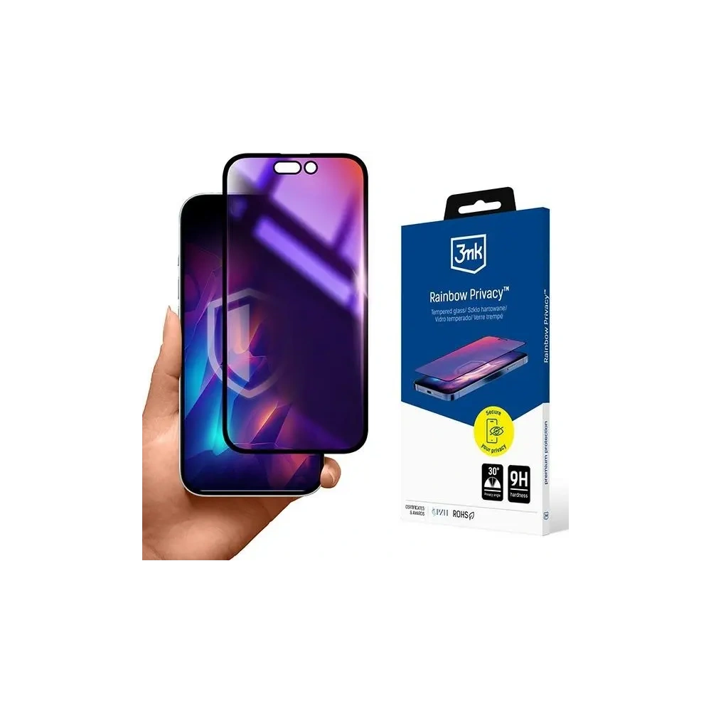 Prywatyzujące szkło ochronne 3MK Rainbow Privacy do Apple iPhone 15 Plus