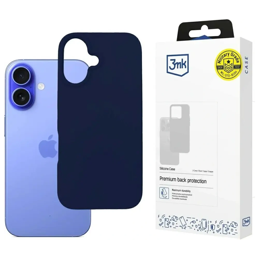 Etui 3MK Silicone Case do Apple iPhone 16 Plus granatowy