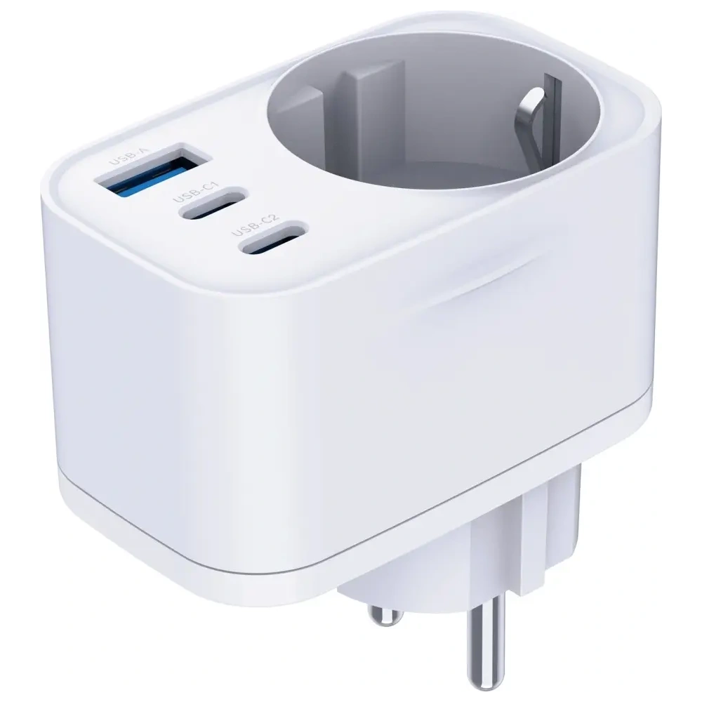 Adapter sieciowy 3MK Hyper Comfort Charger 30W AC, USB-A, 2xUSB-C PD QC3.0 biały
