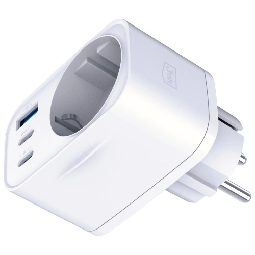 3MK Hyper Comfort Ladegerät 30W AC, USB-A, 2xUSB-C PD QC3.0 weiß