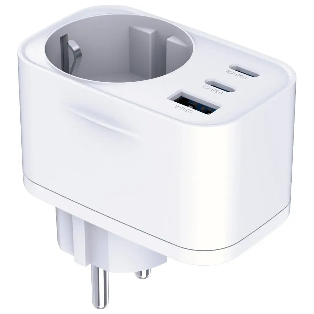 Adapter sieciowy 3MK Hyper Comfort Charger 30W AC, USB-A, 2xUSB-C PD QC3.0 biały