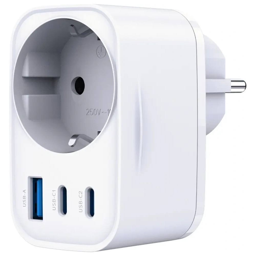 Adapter sieciowy 3MK Hyper Comfort Charger 30W AC, USB-A, 2xUSB-C PD QC3.0 biały