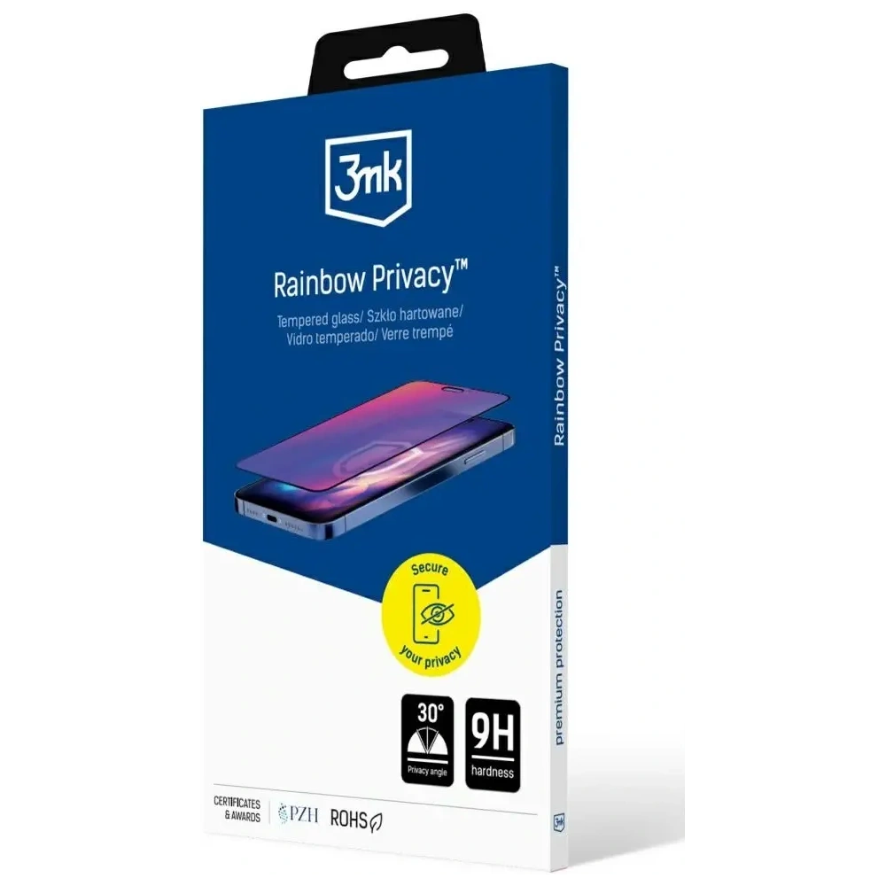 Prywatyzujące szkło ochronne 3MK Rainbow Privacy do Apple iPhone 16e
