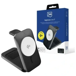 3MK MagRocket 3-in-1 15W Qi2 MPP Black Wireless Charger
