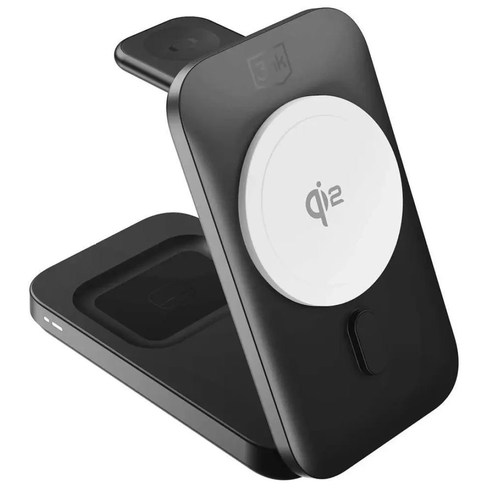Ładowarka indukcyjna 3MK MagRocket 3w1 15W Qi2 MPP czarny