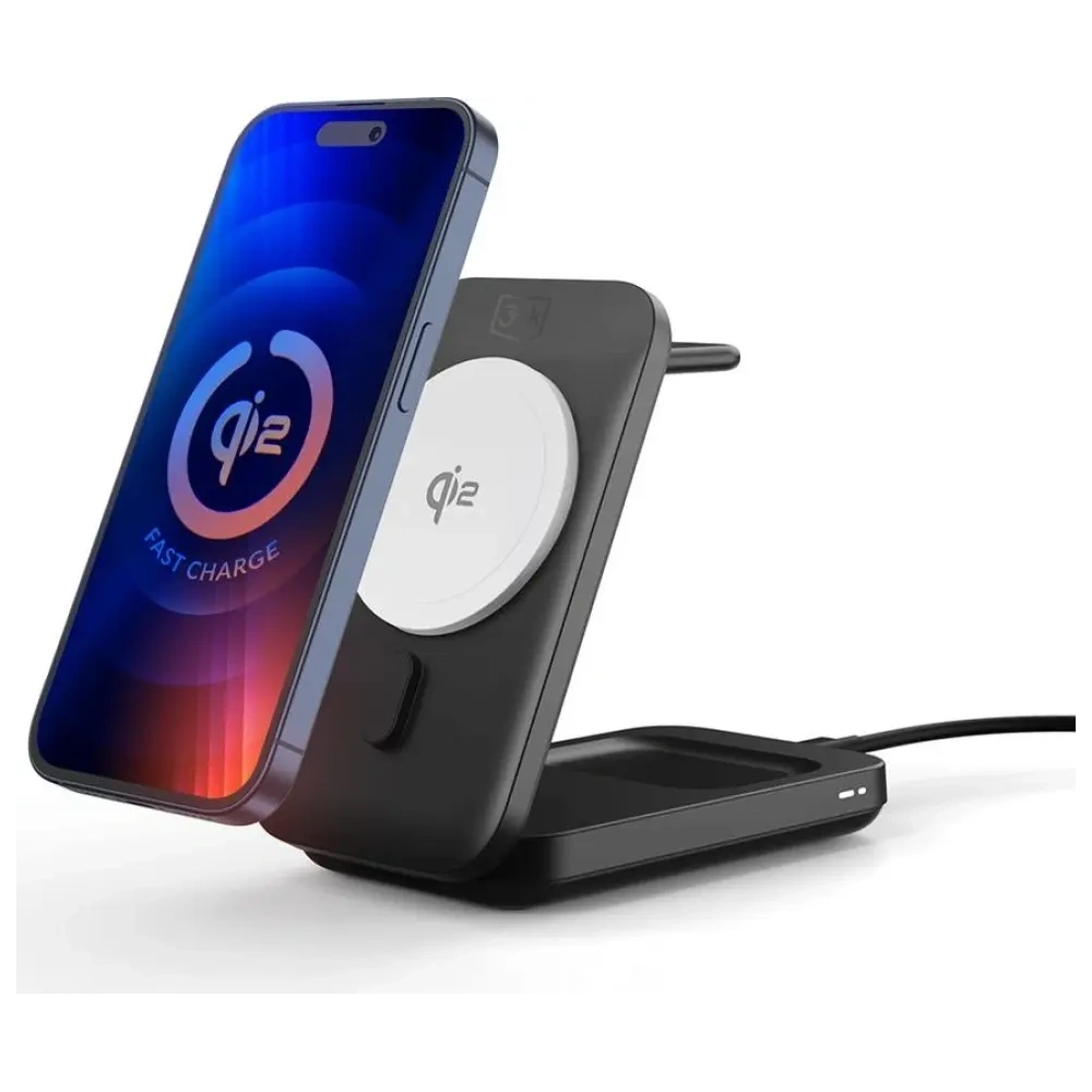 Ładowarka indukcyjna 3MK MagRocket 3w1 15W Qi2 MPP czarny