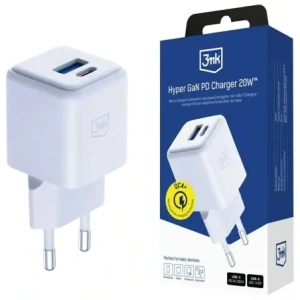 Ładowarka sieciowa 3MK Hyper GaN Charger 20W USB-A, USB-C PD QC4+ biały