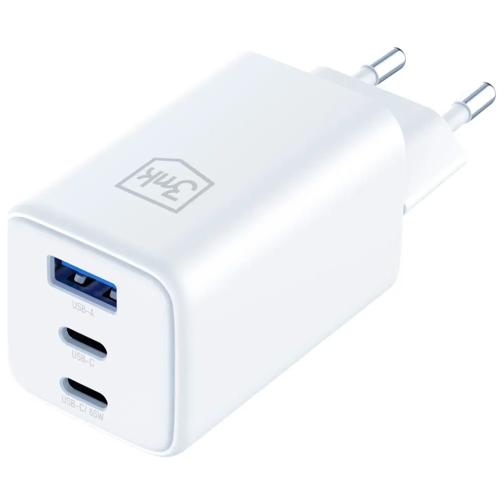 Ładowarka sieciowa 3MK Hyper GaN Charger 65W USB-A, 2xUSB-C PD QC4+ biały